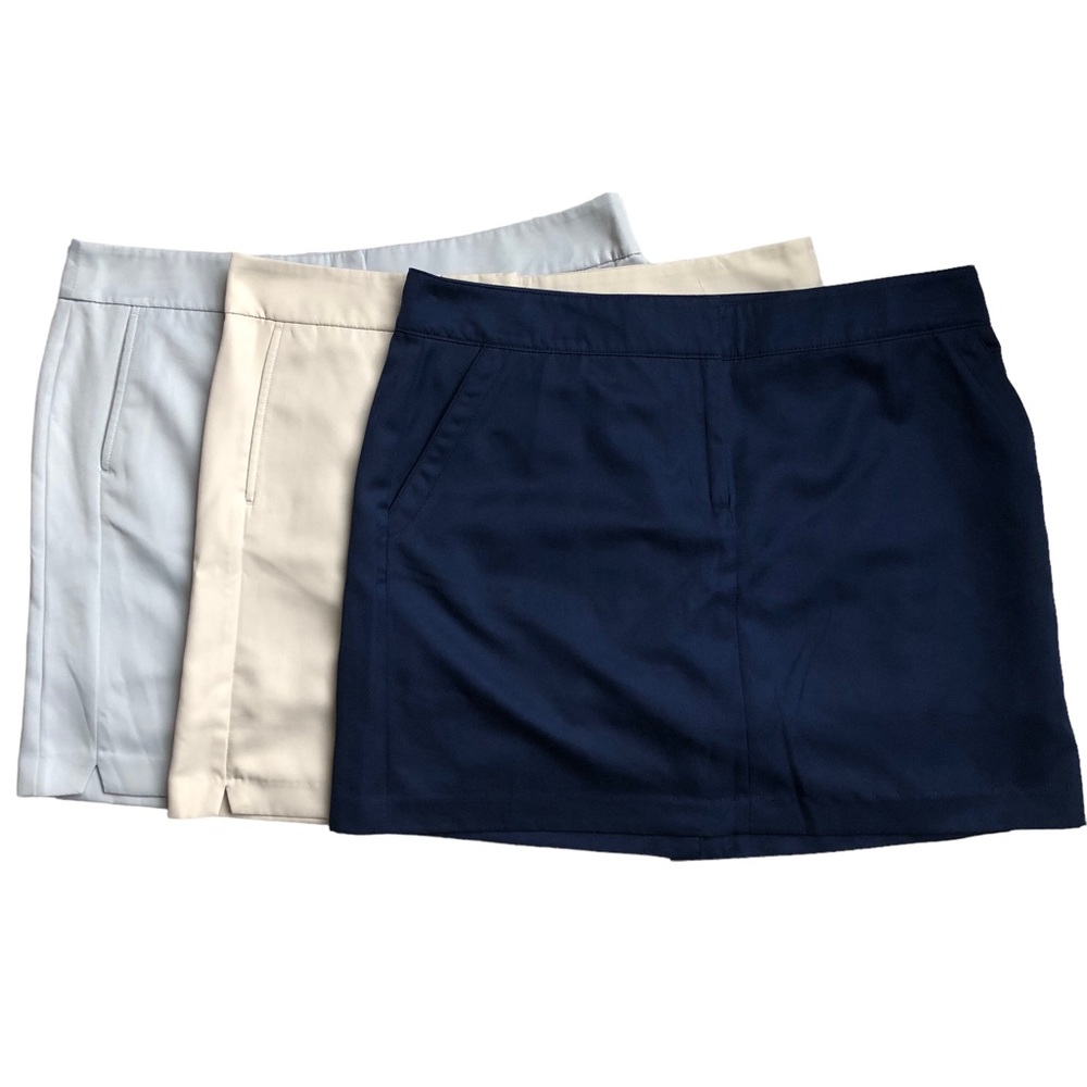 Izod Golf Skirt Bundle Navy Blue Grey Khaki Tan Skort Shorts Size 14 Lot of 3
